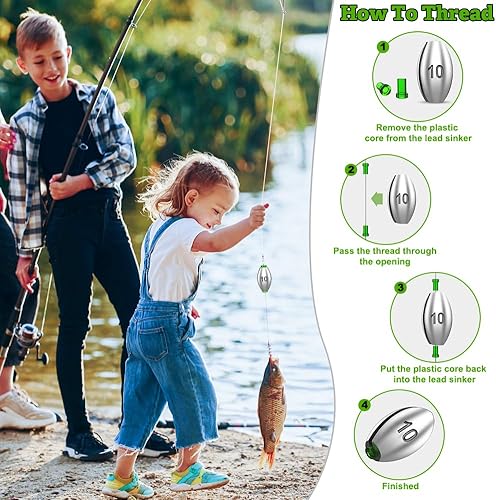 Editbar 55 Stück Laufblei Angeln, Blei Angeln Set, Sinker Angelblei Blei, Schrotblei Angeln Drop Shot Blei, Grundblei Angeln Set für Outdoor Sportarten Angeln, 2G/3G/4G/5G/7G/8G/10G/15G/20G