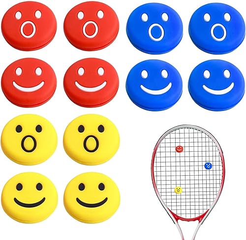 SNONESIY 12 Stück Tennis Dämpfer Lustig,Tennis-Vibrationsdämpfer,Tennis Zubehör,Elastisches Silikonmaterial,Interessantes Ausdrucksdesign,Effektive Stoßdämpfung,Geeignet für Tennisschläger