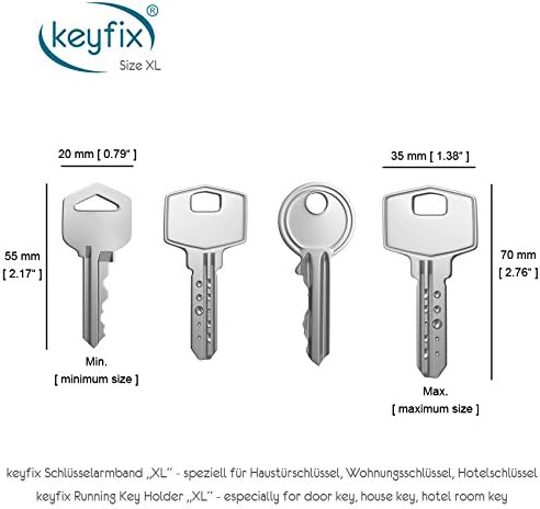 keyfix Schlüsselarmband XL, Fitness Armband für Schlüssel zum Joggen Schwimmen Laufen, Jogging Schlüsselband blau, KF04