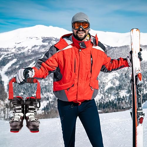 lasuroa 2stk Skischuh-Tragegurte mit Aufbewahrungstasche, Tragbare Ski-Tragegurte Rucksackgurte Ski-Schulterschlinge Skitasche Schultergurt Skate-Leine Rollschuh-Leine Ski-Zubehör