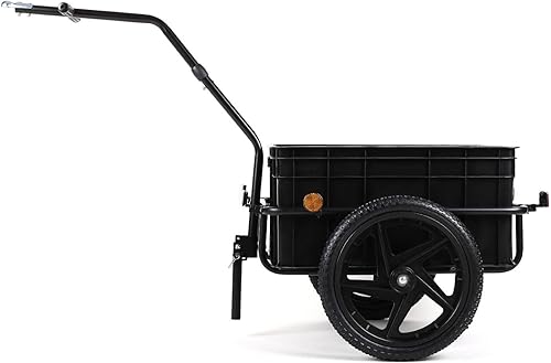Duramaxx Big-Mike - Fahrradanhänger, Lastenanhänger, Handwagen, mit Hochdeichsel, Transportbox mit 70 Liter Volumen, Max. 40kg, Kugel-Kupplung für Fahrräder mit 26'' - 28''