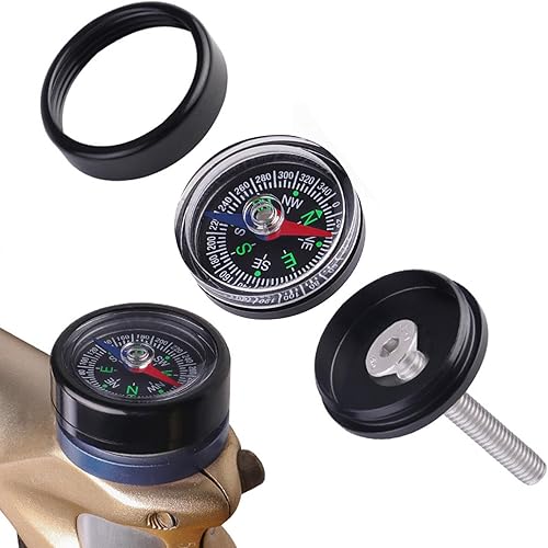 Fahrrad-Kompass – Tragbarer Fahrrad-Kompass, Fahrrad-Headset-Kompass, 7,2 x 5,2 x 1,6 cm, professioneller kleiner Überlebens-Kompass, multifunktionales Outdoor-Navigationswerkzeug für Mountainbikes