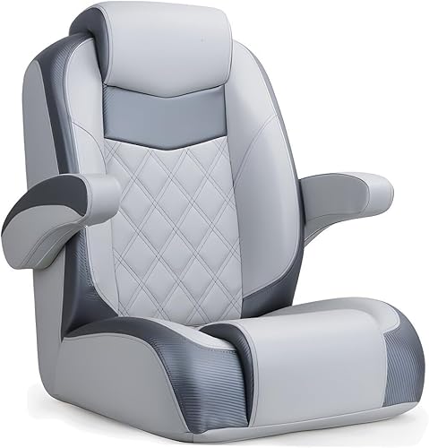 Steuerstuhl Bootssitz Steuersitz Bootsstuhl mit Armlehne Schalensitz mit Marine-Kunstleder grau/Carbon Look