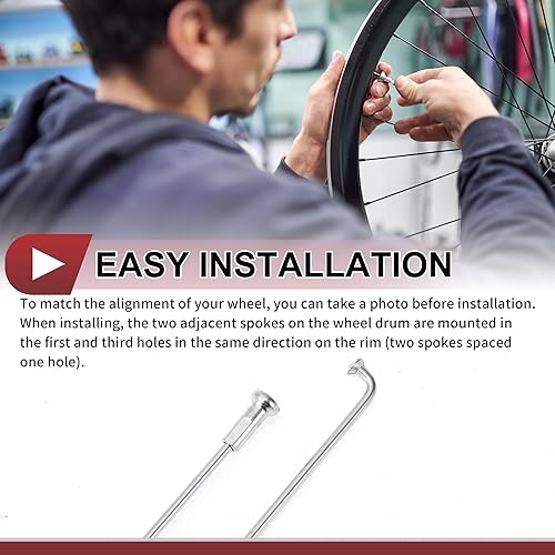 HEROFFIX 12 Set 14G Fahrradspeichen 289mm Fahrradrad Speichen 304 Edelstahl Silber Ton