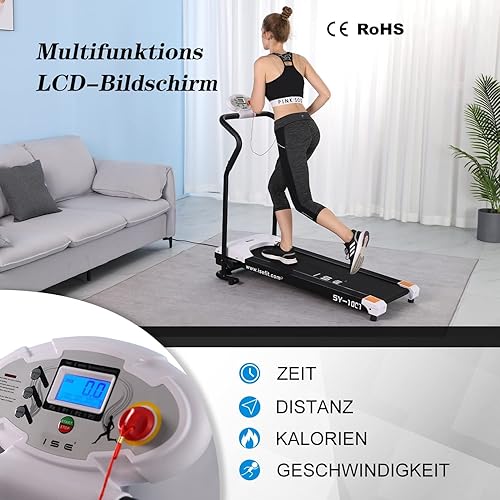 ISE Klappbares Laufband für Zuhause, elektrisches Laufband mit LCD-Anzeige verstellbar Programmen, platzsparend, Mini Laufbänder