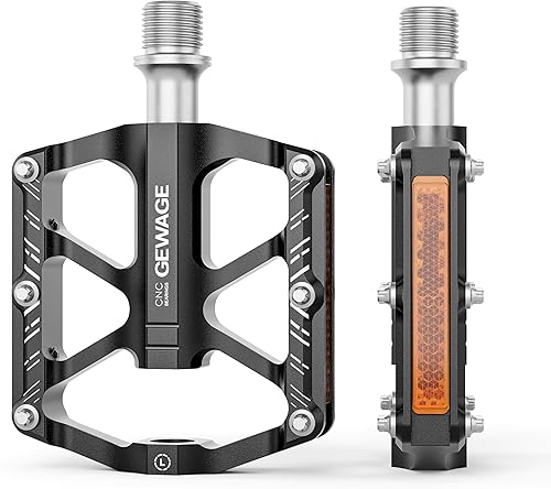 GEWAGE Falträder Pedale，Fahrradpedale Reflektoren mit Fahrrad Pedale, 9/16 Zoll rutschfeste CNC Aluminium Plattform Pedale für Falträder, Mini Velo Fahrräder, Kinderfahrräder.