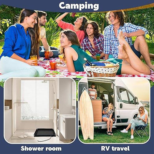 Tragbare Duschbasis, Zelt-Duschwanne, Badewannenboden, Boden, 80 x 80 x 10 cm, mit Ablaufschlauch, faltbares und kompaktes Design für drinnen und draußen, Camping, Haustierbaden