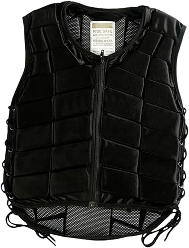 Harilla Reitweste, Stoßdämpfungsschutz, Verstellbarer Riemen, Weste, Schutzweste für Kinder (schwarz)
