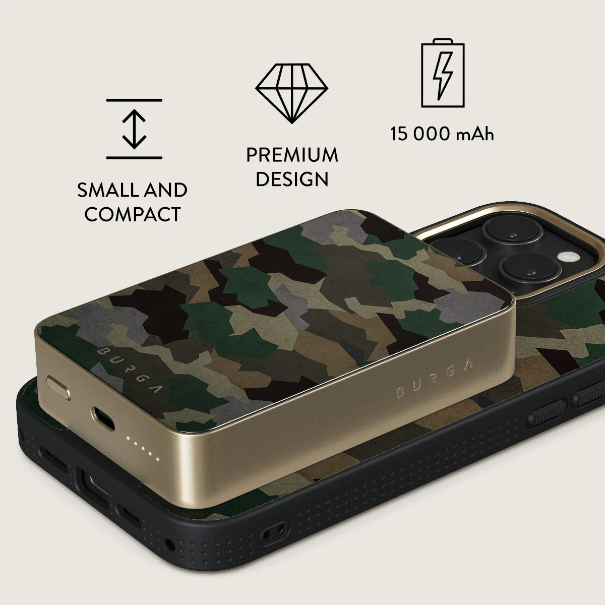 Tropical Green Camo - Magnetic Power Bank
