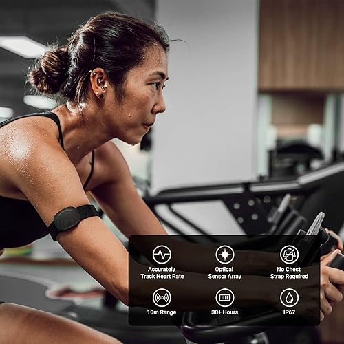 moofit HW401 Herzfrequenzmesser, Pulsmesser mit Armgurt IP67 wasserdichte,Unterstützung Bluetooth/ANT+, Wiederaufladbares Heart Rate Monitor Armband Funktioniert mit Wahoo, Strava, Elite HRV (Weiß)
