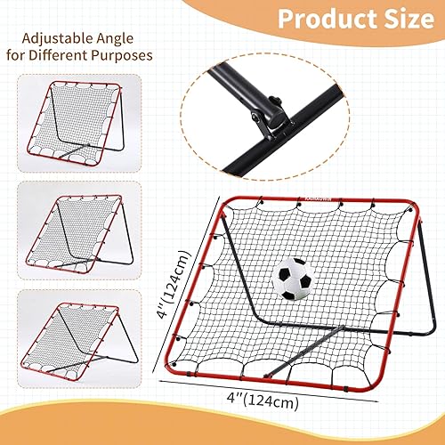 KAIHAOWIN Rebounder für Fußball 120 ×180 cm|120 ×120 cm，Fußball Rebounder Metall mit Verstellbarem Winkel, Rückprallwand für Fußball