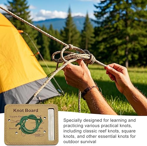 Knoten-Bindebrett, Survival-Knoten-Trainer-Zubehör, Seilbinden-Übungswerkzeug, lustiges pädagogisches Design, tragbares leichtes Lernmaterial, 20 x 14 cm, für Outdoor, Männer, Frauen