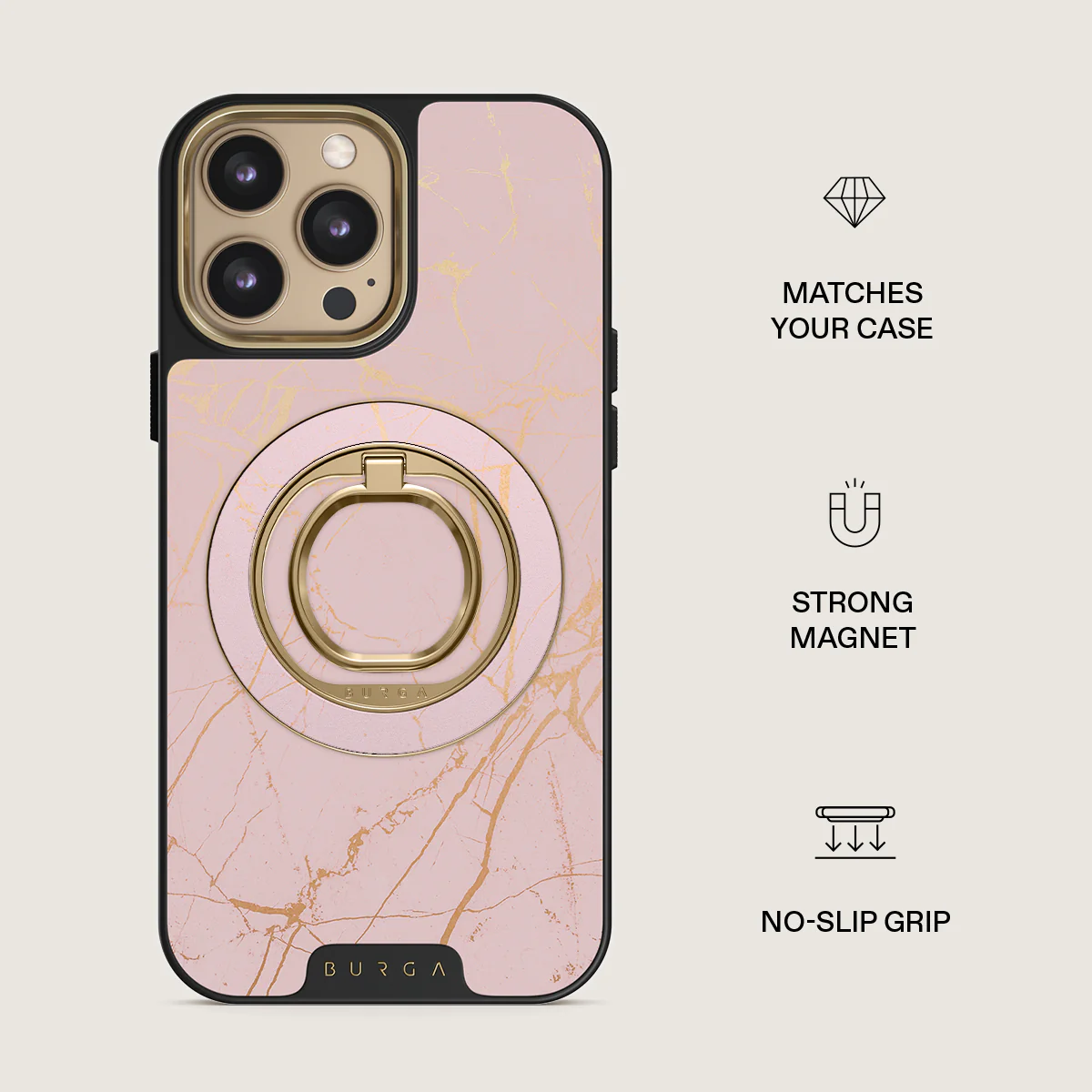 Peachy Gold - Pink Marble Magnetic Ring Holder