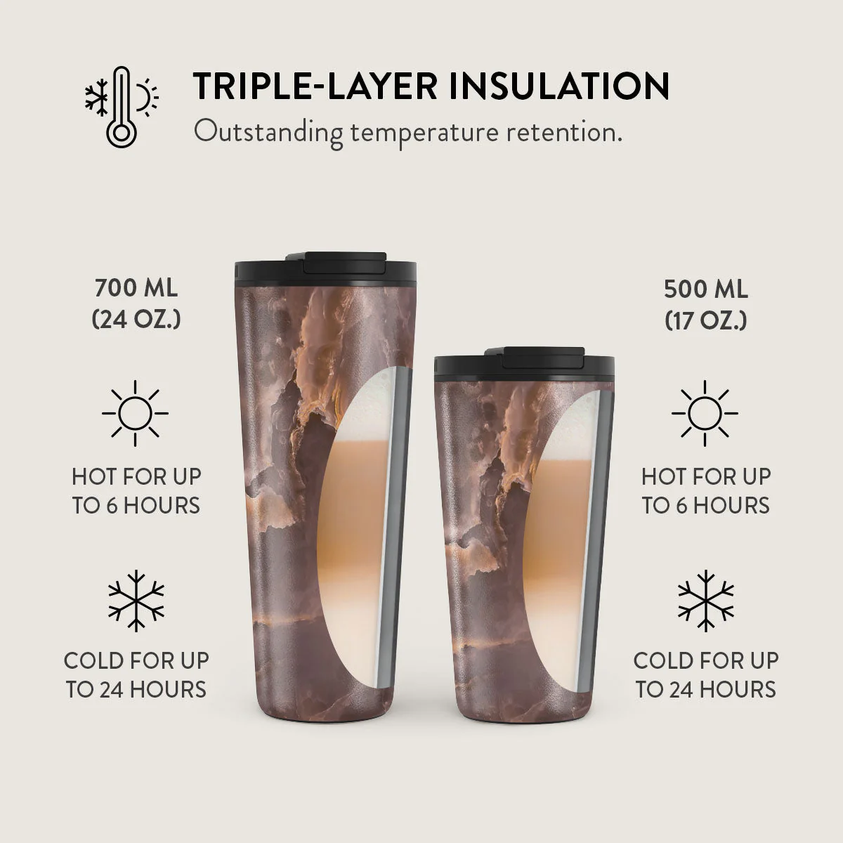Fire Wood - Brown Marble Travel Mug