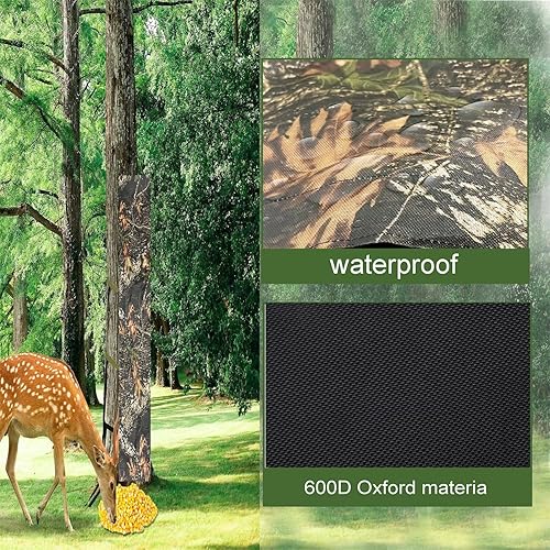 Hirsch Fütterung Tasche, Tragbare Schwerkraft Hirsche Futterautomat Camouflage Jagd Futterspender mit Verstellbaren Riemen zur Befestigung am Baum, Wetterfestes Oxford-Gewebe-2pcs
