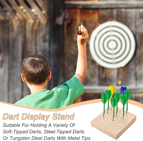 Editbar 2 Stück Darthalter Holz Dartpfeile Halterung,Unterschiedliche Platzierung der Löcher Dart Aufbewahrung,Holz Dart Stand Sitz für Aufbewahrung von Steeldarts, Softdarts und Darts Aller Art