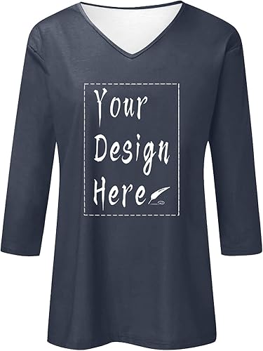 3/4 Arm Shirt Damen, Damen Tshirt Sommer Schwarz V Ausschnitt Dreiviertel Arm Shirt Grosse Grössen Einfarbig Women's T-Shirts Pullover Dreiviertelarm Tshirts T Shirts Sommershirt