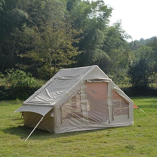 Gegtuon Zelt 4 Personen, Aufblasbares Zelt, Zelte mit Dachfenster Fliegengitter und Luftpumpe für Camping, Zelte Wasserdicht Familienzelt mit Kaminöffnung, 300x210x200 cm, Oxford+PVC