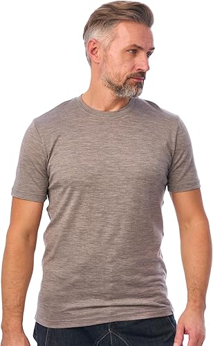 100% Merino T-Shirt Herren Kurzarm - Sport Shirt Männer Wolle, Merino Unterwäsche Herren (Medium, Grey Melange)