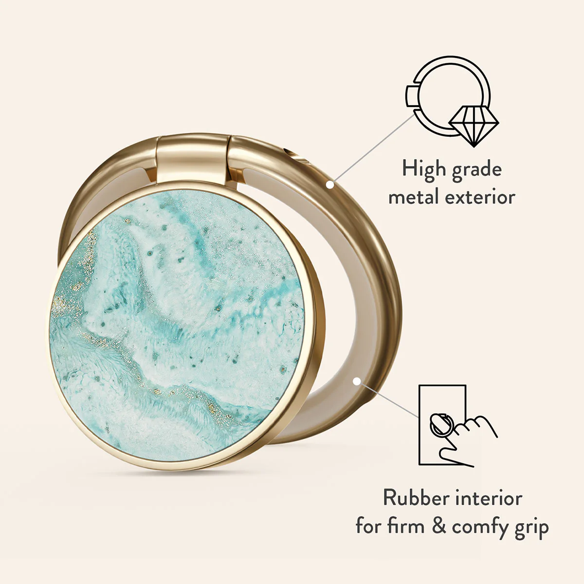 Uluwatu Waves - Teal Adhesive Ring Holder