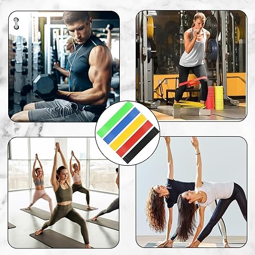 5 Stück Fitnessbänder, Fitnessband, Naturlatex Fitnessband, Widerstandsbänder, Naturlatex Resistance Bands Gymnastikbänder für Muskelaufbau Pilates Yoga und Fitness, Mit Aufbewahrungstasche