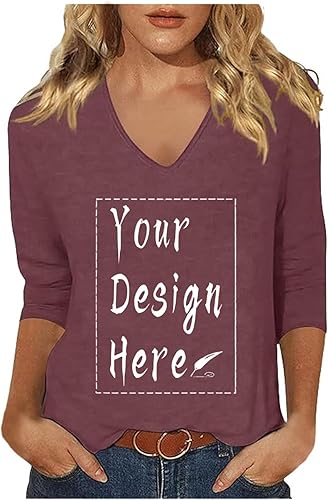 3/4 Arm Shirt Damen, Damen Tshirt Sommer Schwarz V Ausschnitt Dreiviertel Arm Shirt Grosse Grössen Einfarbig Women's T-Shirts Pullover Dreiviertelarm Tshirts T Shirts Sommershirt