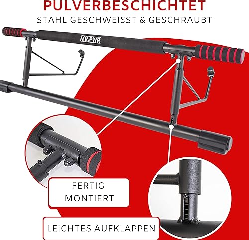 3 in 1 Klimmzugstange Türrahmen & Dip Barren & Liegestützgriffe +20 cm Höhe für volle Klimmzüge, Kraftstation & Pull Up Bar, Reckstange, Klimmzugstange Tür ohne Schrauben