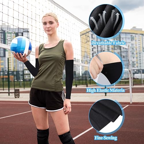 Psyqtsuary 4 Paar Anti UV Sonnenschutz Ärmel Kühlung Ärmlinge für Damen Armsleeve Armstulpen Sommer Sonnenschutz Arm Ärmel Herren Armstulpen UV Schutz für Damen Herren Volleyball Basketball