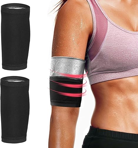 Angelkiss Sauna Arm Shaper Elastische Arm Kompression 2 Stück Arm Former Trimmer Slimming Abnehmen Arm Ärmel Sauna-Arm-Shaper Für Damen Herren Arme Gürtel Sport Fitness Ärmel (XXL/3XL Schwarz, Silber)
