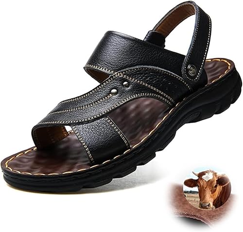 LTHTX Herren-Sandalen aus Leder, bequem, atmungsaktiv, Sport-Sandalen, offene Zehen, Urlaub, Strand, Hausschuhe für den Sommer