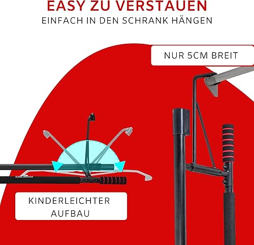 3 in 1 Klimmzugstange Türrahmen & Dip Barren & Liegestützgriffe +20 cm Höhe für volle Klimmzüge, Kraftstation & Pull Up Bar, Reckstange, Klimmzugstange Tür ohne Schrauben