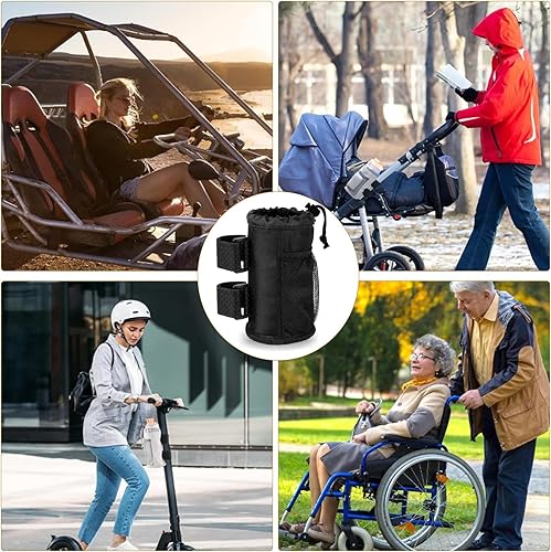 Trinkflaschenhalter Fahrrad mit Netztaschen, Getränkehalter Fahrrad Isoliert, Fahrrad-Trinkflaschenhalter Geeignet für Klappräder, Kinderwagen, Schraubenlose Fahrräder (Schwarz)