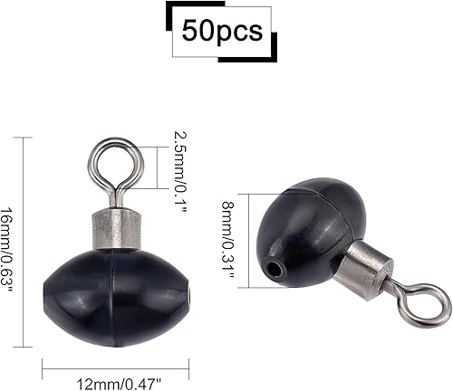 SUPERFINDINGS 50 Stück Angelrollen Swivel Slider Bead 16x12mm Fisch Pulley Schnurverbinder Angelgerät Schnurverbinder Angelgerät Running Slider Bead Swivel