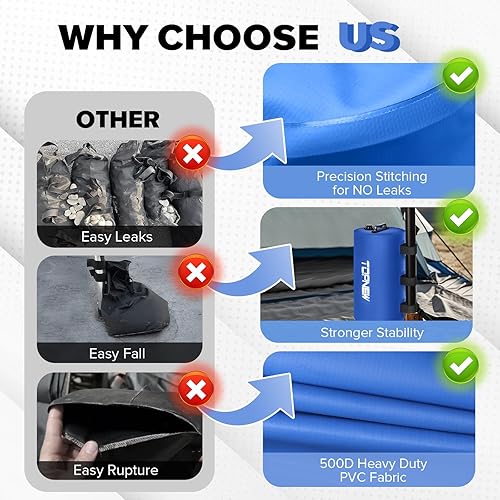 Topnew Baldachin Wassergewichtsbeutel, 79,4 kg Wasserzelt-Gewichte-Set mit 4 Beingewichten für Pop-Up-Baldachin, Vordächer, Zelt, Pavillon, Blau