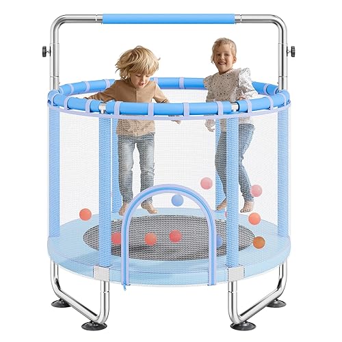 VEVOR Kindertrampolin Trampolin Mini Freizeittrampolin 147 cm für Kleinkinder mit Sicherheitsnetz & Basketballkorb, Geburtstagsgeschenk Weihnachtsspielzeug für Kinder ab 3 Jahren Blau