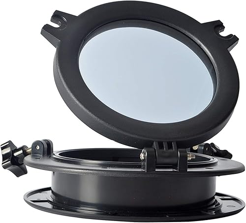 Amarine-made Ersatz-Fensteröffnungsloch für Boot, Yacht, rund, für Portlight, Bullauge, 25,4 cm, ABS und transparentes gehärtetes Glas, Schwarz