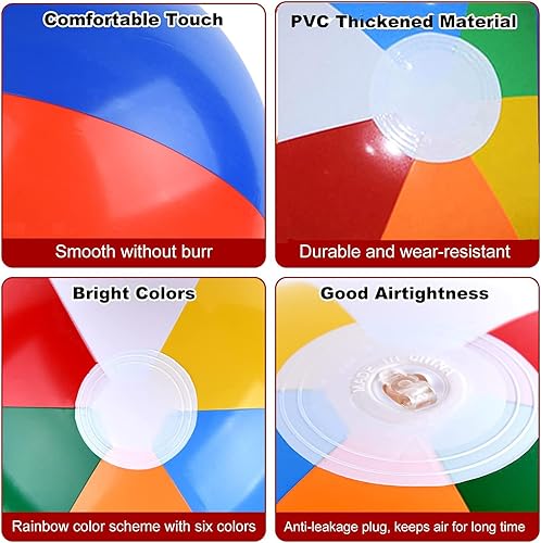 HREDZEO Aufblasbare Wasserbälle,4 Pcs Strandball Wasserball Rainbow Beach Balls Badeball Schwimmball für Sommeraktivitäten im Freien
