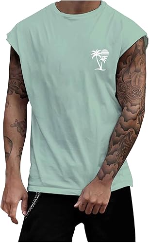 T-Shirts Männer Hemd Kurzarm Bluse Tops Herren Sommer Loose Trendy Ärmelloses Sports Home Ärmelloses T-Shirt