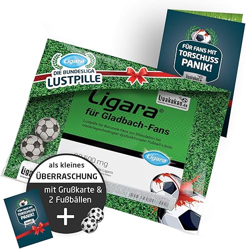 LIGARA® - Lustpillen für Gladbach-Fans mit eingeschränkter Fußball-Libido | Pfefferminz-Pillen | Steigern die Lust am Fußball | Für Gladbach-Fans nach Niederlagen | by Ligakakao.de