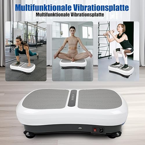 Power Plate Vibrationsplatte, Rüttelplatte Sport Fitnessgeräte für Zuhause, Bluetooth Lautsprecher, 99 Intensitätsstufen, 5 Trainingsprogrammes, Ganzkörpertraining, Muskelaufbau