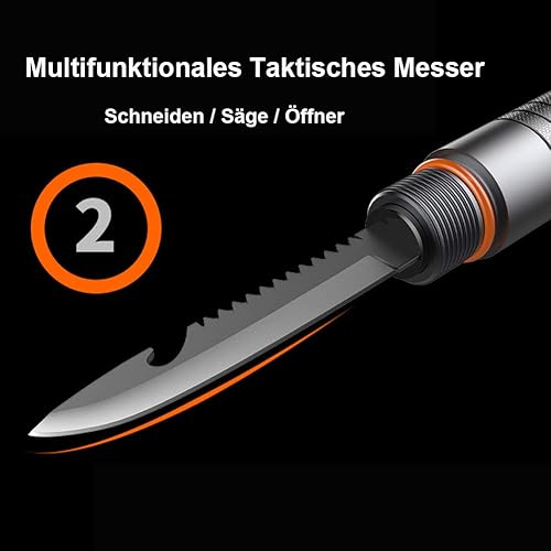 RaManda Vielseitig Abnehmbare Wanderstöcke Wild Survival Selbstverteidigung Gehstock Verstellbare Faltbar Spazierstock Leichtgewicht 7075 Aluminiumrohr mit Handyhalter