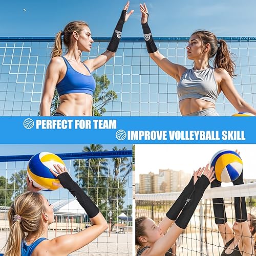 JIEYAO 1 Paar Volleyball Armschoner für Erwachsener, Unterarmschoner mit Anti-Rutsch Schutzpolster und Daumenloch Elastische Volleyball Armmanschetten Unterarmschutz Arm Sleeves Zubehör
