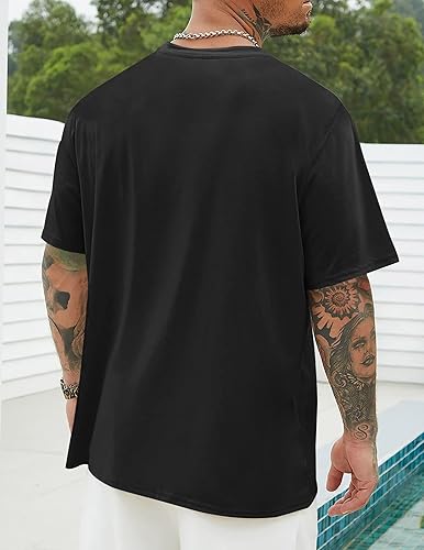 Oversized Tshirt Herren Rundhals Kurzarm T-Shirts Casual Basic Tshirt Sommer Oberteile Mode Shirt mit Grafik Locker Sport Tshirts Männer Lang Tops Lässig T Shirt Wandershirt Bekleidung Laufshirt