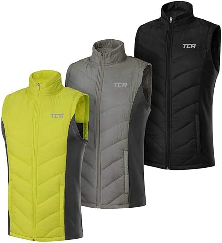 TCA Herren Excel Runner Leichte und gepolsterte Weste mit Reißverschlusstaschen