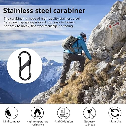 30 Stück S Karabiner Metall Doppelkarabiner Wasserdicht Karabinerhaken langlebiger Clip für Haushalt Wandern Outdoor Angeln