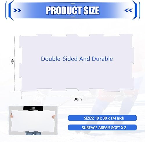 Maasechs Dryland Synthetische Eisfliesen für Hockey, 48,3 x 96,5 x 0,6 cm, 1,5 Quadratmeter, künstliche Eisfliesen, langlebig, doppelseitig, Hockey-Trainingsplattform für Schießen, Passübungen