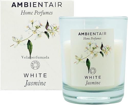 SEVENREEDS Duftkerze Ambientair Home White Jasmine - Jasmin-Lufterfrischer für Zuhause, Aromatherapie, Kerze im Glas für den Innenbereich, Brenndauer 30 Stunden