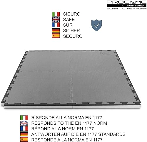 PROGAME Tatami Matte 3,5 cm Kit 8 Stück GYM-HOME Schwarz/Grau 50x50 cm Tatami Puzzle Tatamimatte