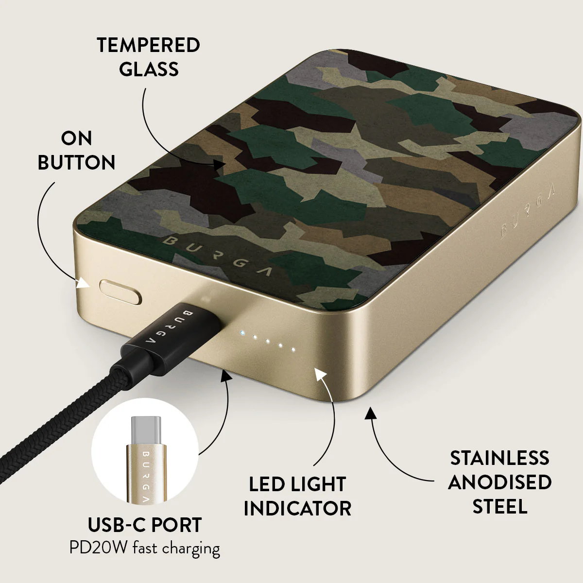 Tropical Green Camo - Magnetic Power Bank