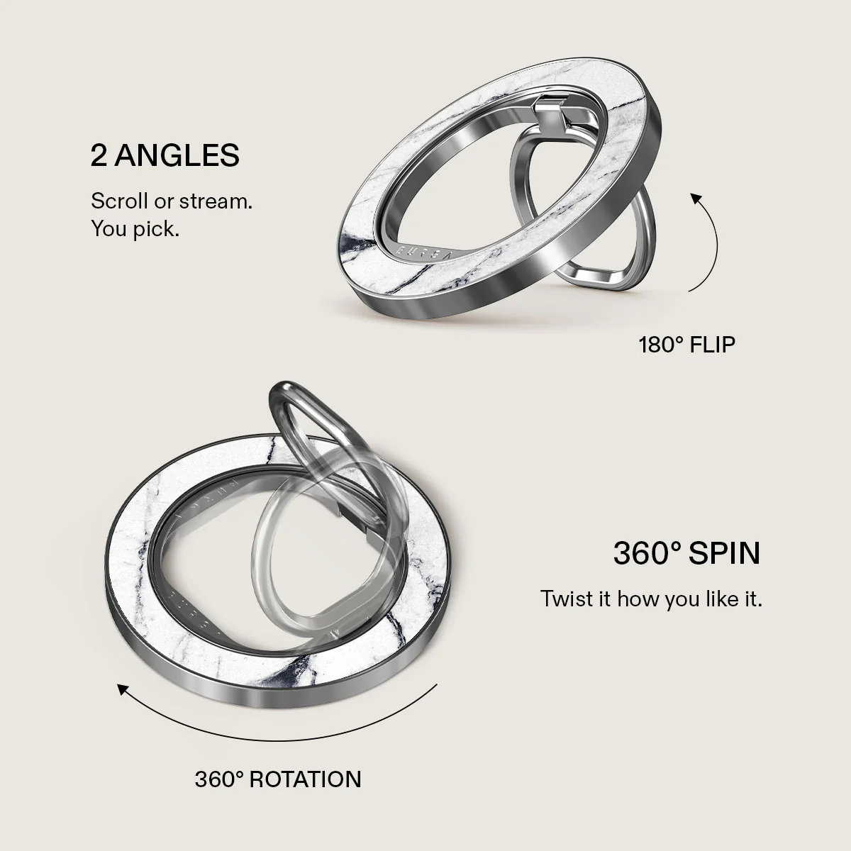 Satin White - Marble Magnetic Ring Holder